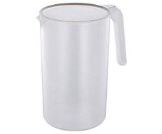 Hemoton Caraffa per Lacqua, Grande Brocca in Plastica con Coperchio E Manico, Caraffa per Succo 1Pz 2000Ml (Beige)