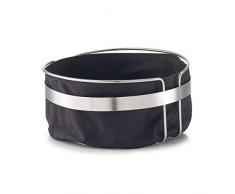 Zeller 27249 – Cesta per il pane con sacco, metallo/cotone, Nero, 22 x 22 x 10,8 cm