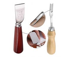 Nothers Zhioudz 2 Utensile per Bordi in Pelle Coltello Spelucchino in Pelle, Comprese 2 Taglie di Smussatore per Bordi in Pelle, Kit di Strumenti Artigianali in Pelle for DIY Leather Craft Tools