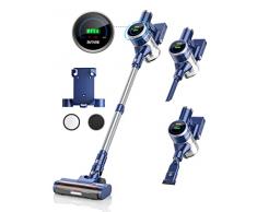 BuTure JR600 Aspirapolvere Senza Fili,Scopa Elettrica Senza Fili da 33KPA/400W con Display Touch,55Min di Autonomia,Batteria Rimovibile,Rilevamento Automatico della Polvere,Aspirapolvere Anti-Grovigli