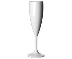 Calice da Champagne tipo flute in policarbonato da 200 ml, riutilizzabili, praticamente indistruttibili, in plastica, ideali per feste, eventi all'aperto e catering, confezione da 12 pezzi, colore: Bianco