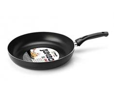 ZANETTI Jumbo Padella antiaderente, 24 cm diametro, fondo rettificato, forma alta, colore Nero, Made In Italy