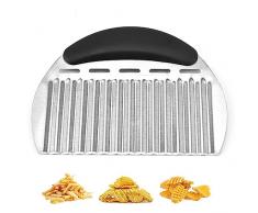 iTauyees Taglia Patate Ondulato, Taglia Verdura Acciaio Inossidabile Coltello Ondulato per Verdure, per Frutta, Verdura, Patate (Nero)