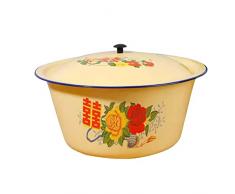 Alipis Pentola da Cucina a Smalto Pentola per Zuppa Antiaderente con Coperchio Retrò in Smalto per Cucina Bollente Pentola Decorativa in Ceramica in Ceramica Stagione Lavabo Lavatura per