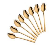 Do Buy 8 Pezzi (3 in 1: Forchetta Cucchiaio Coltello) Spork Set di Posate Acciaio Inox (Oro)