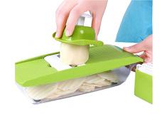 Affettaverdure per mandolini, 5 lame, in acciaio inox, professionale, per mandolini, sfoderabile, tagliaverdure manuale, taglia frutta, verde