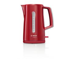 Bosch TWK3A014 Bollitore, 2400 W, 7 Cups, 0 Decibel, Acciaio Inossidabile, Rosso