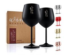 Gusto Nostro calici da vino in acciaio inox - 540 ml - Calici da vino Neri Infrangibili, da viaggio,per camping e piscina - Bicchieri da vino in metallo eleganti per eventi all’aperto,Set di 2