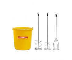 COMENSAL® Set di Frusta di Miscelazione SDS - Agitatore a Spirale 100, 120 mm - Miscelatore per Intonaco 100 mm - per Trapano Malta - Secchio 17l - Made in EU