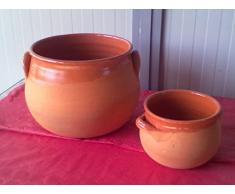 pentola in terracotta semi smaltata cm 18 con coperchi