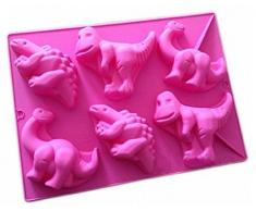 FantasyDay® Stampo in Silicone con 6 Cavità per Cubetti di Ghiaccio, Biscotti, Tortini, Cioccolato, Dolci - Scatola Disnosaur