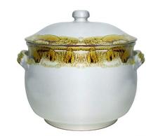 Benegiamo Pentola bombata in Terracotta Diametro 24cm H20cm Avorio Striato