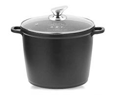 A.M.C. Pentola Alta, rivestimento antiaderente con coperchio in vetro temperato resistente alle alte temperature, adatta a tutte le fonti di calore inclusa Induzione, 7 Litri, diametro 24 cm