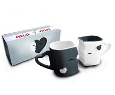 Mia Mio – Tazza da caffè/Set Bacio Tazze in Ceramica (Grigio)