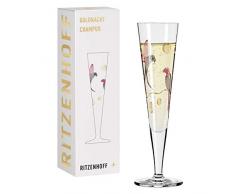 Ritzenhoff Notte 16 Bicchiere da Champagne, Cristallo, Nero, Rosso, Oro