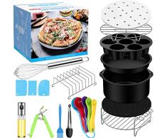 HOMGEN Accessori per Friggitrice ad Aria 17PZ 9 Accessori con Nebulizzatore Olio per Air Fryer Cozyna Power GoWise Phillips XXL 5.3QT-8QT con Pinza Cibo Padelle Torta Pizza Griglie Stampi per Muffin
