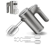 Aigostar Adela - Sbattitore Elettrico, Potenza di 400 W, 5 Velocità Regolabili e un Pulsante Turbo, una Staffa Portaoggetti, 2 Fruste e 2 Ganci. Color Argento