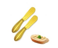 SIEBOLD 2pezzi Coltello da Burro Coltello da Formaggio, Coltello da Burro in Acciaio Inossidabile Lucidato a Specchio Utensile da Cucina per Spalmare Burro Crema Formaggio（oro）