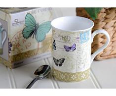 Creative Tops - Tazza in porcellana fine, stile vintage, fantasia: cartolina con farfalle