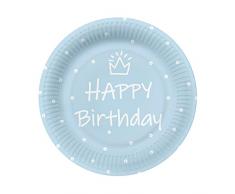 PAW Piatti di carta ecologici, rotondi, 23 cm, colore azzurro chiaro, resistenti al 100% biodegradabili, senza plastica, usa e getta, per picnic da giardino, certificati FSC – (confezione da 10)