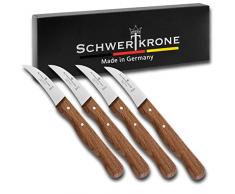 Set di coltelli con manico in legno di faggio curvo, coltello per verdure affilato, coltello da cucina, coltello per pelare, coltello multiuso, inossidabile tedesco Acciaio INOX