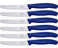 Victorinox Coltello da tavola 6 pezzi - Coltello da pomodoro Swiss Classic con bordo seghettato inossidabile - Swiss Made - Blu