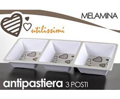ANTIPASTIERA DA 3 POSTI IN MELAMINA CON DECORAZIONI A FORMA DI CUORE