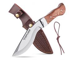 PURPLEBIRD Coltello allaperto Coltello da caccia lama fissa, coltello da campeggio Bushcraft, coltello di sopravvivenza tagliente con fondina