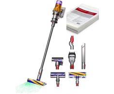 Dyson V12 Detect Slim Absolute Aspirapolvere senza fili – Aspirapolvere a batteria, filtro HEPA, senza fili, senza sacchetto, incluso panno per la cura del pavimento, arancione/viola