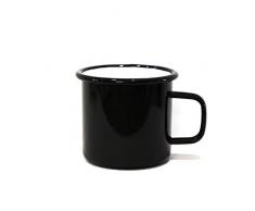 anaan Tang Tazza Smaltata Grandi piattino Nero Metallo Acciaio Mug per caffè tè Campeggio Picnic Viaggio Moderno Lavabile in lavastoviglie 450 ml
