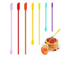 7 pezzi spatole in silicone,Mini raschietto per barattoli palette silicone per cucina Spatola in silicone piccola,Spatola in silicone a doppia testa Mini spatola da cucina per Bottiglie alimentari