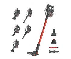 Hoover HF322AFP 011, Aspirapolvere a Batteria, senza Fili e senza Sacco, Tecnologia Ciclonica, Autonomia 40 minuti, 0.7 Litri, 80 decibels, Autonomia 40 minuti, Grigio e Rosso