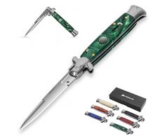 PoktWorld Coltello Pieghevole,Acciaio inossidabile 7Cr17 di Coltello Soccorso Portatile di Sopravvivenza per Caccia,Campeggio attività allAperto Multiuso (Resina Verde)