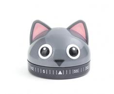 Kikkerland Kitchen Timer Gatto Cucina, Acciaio Cromato, Grigio, 7x6x9 cm