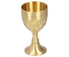 Coppa del vino in bronzo vintage, tazza in rilievo calice reale del re in ottone fatto a mano vintage per bere caffè, birra, whisky, tazza di vino vintage(large)