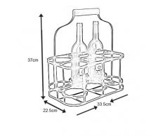 Aubry Gaspard - Cesto portabottiglie da 6 Bottiglie, in Metallo e Legno, 22,5 x 33,5 x 37 cm
