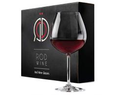 RÖD WINE Bicchieri Vino Rosso - Calici in Cristallo Infrangibili Senza Piombo - Ampia Coppa Ballon e Stelo Lungo - Ideali per Degustazione, Compleanno, Anniversario o Matrimonio - Set da 3, 650 mL