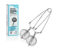 COM-FOUR® 2x Filtro per il tè, infusore per il tè a forma di sfera in acciaio inossidabile 304, filtri per il tè sfuso per amanti del tè (02 pezzi - Ø 4,5 cm)