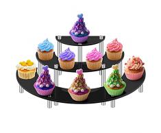 Alzate per dolci e frutta Alzata per Torta 3 Livelli Stand di Torta Espositore in Acrilico per Cupcake Matrimonio Compleanno Festa Artigianato(Nero)