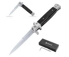 Coltello Pieghevole,Acciaio inossidabile 7Cr17 di Coltello Soccorso Portatile di Sopravvivenza per Caccia,Campeggio attività allAperto Multiuso (Legno Nero)