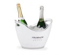 Relaxdays Secchio per il Ghiaccio, Champagne Premium, 6L di Volume, Portaghiaccio, Cestello, 25,5 x 34,5 x 26 cm, bianco