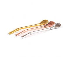 Egurs 3 Pack Cannucce riutilizzabili in Acciaio Inox Cucchiaino-Filtro per infusori (Oro + Argento + Oro Rosa)