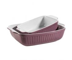 MÄSER 931983 - Set di 2 pirofile, rettangolari, ideali anche per lasagne, resistenti ai graffi e al taglio, in ceramica, 33 x 24 x 8 cm/25,5 x 16 x 7 cm, colore: Berry