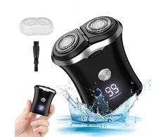 Mini Rasoio Elettrico Shaver Barba: - Rasoio Elettrico Barba Professionale Shaver Capelli Wet & Dry Mobile Shaver con 2 Testine Rotanti Rasoio da Viaggio Uomo (Nero)