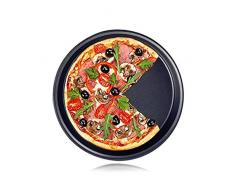 Duokon Vassoio per Pizza teglia per Pizza Rotonda in Acciaio al Carbonio Antiaderente da 8 Pollici, teglia da Forno per Pizza Pizza Pane Torte Biscotti Fatti in casa sani e durevoli