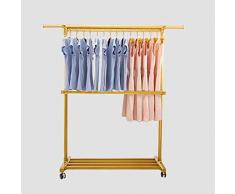 Stendibiancheria, Palo Appendiabiti Mobile a palo Singolo for Pavimento sollevabile, Stendibiancheria da Interno telescopico for Balcone Tutto in Metallo (Color : Gold, Size : 185 * 36 * 100cm)