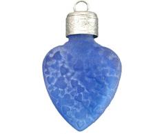 Ciondolo a forma di cuore in blu cobalto blu cristallo caraffa colori, argento satinato con cappuccio