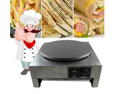 Crepiera rotonda elettrica commerciale, 3 kW, multiuso per crepes omelette e panini piatti, temperatura regolabile 50-300 °C.