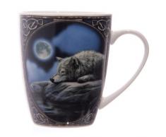Puckator MULP09 Lisa Parker - Tazza in Porcellana, con Immagine di Lupo sdraiato nei pressi di Un Lago, 8,5 x 12 x 10 cm