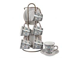 MONTEMAGGI Tazzina p6 Ceramica Noto Stoneware con Supporto e Piattini